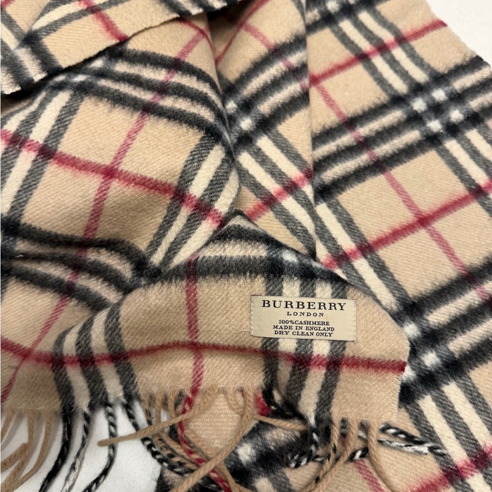 Burberry Beige Black and Red Classic Check Scarf